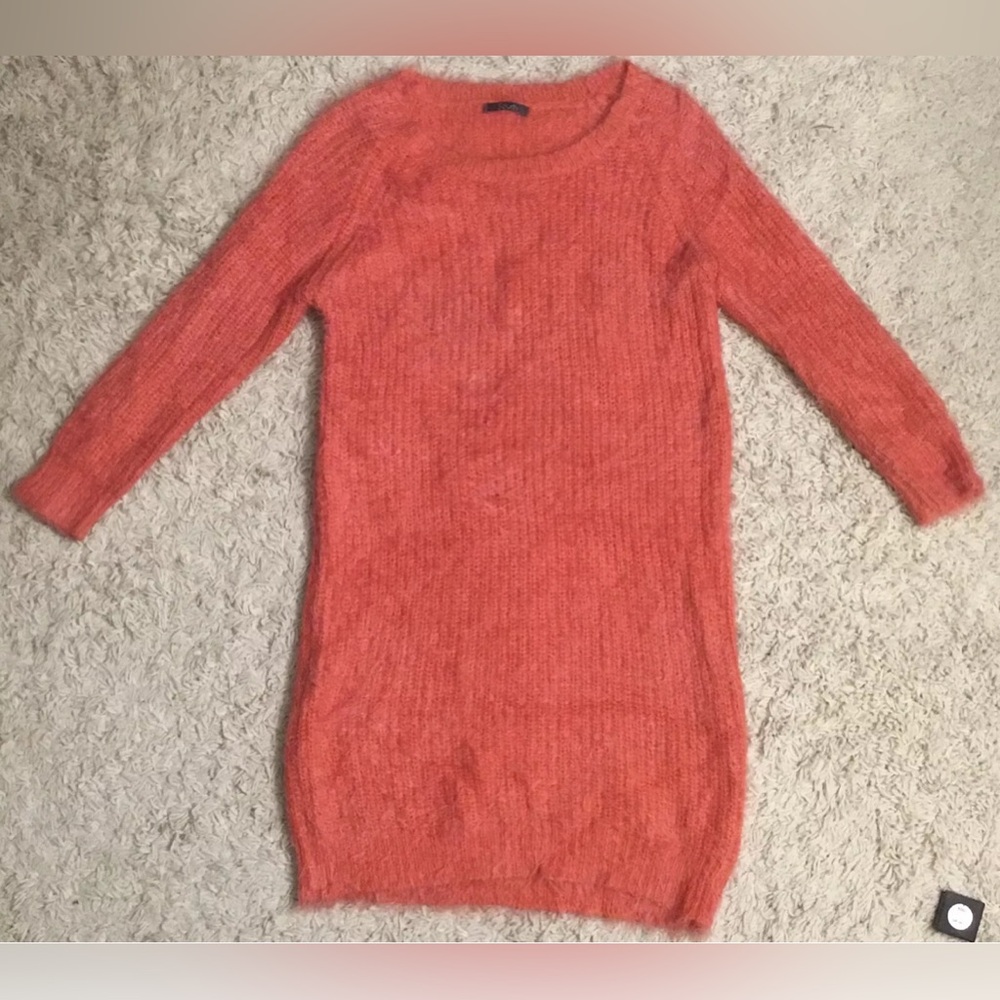 SOUTH Coral pink salmon 3/4 sleeve long sweater top dress UK 12 Medium M